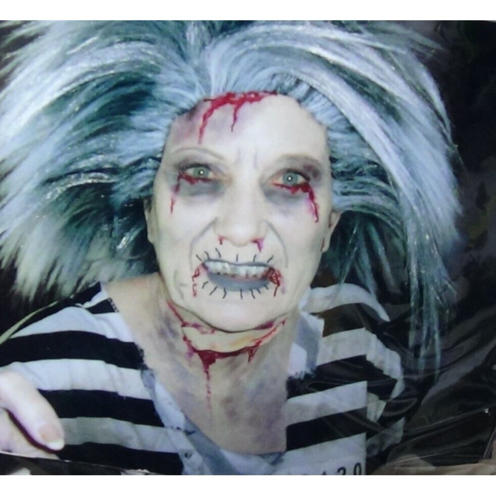 Zombie Jailbird Convict Prisoner Costume Adult Halloween Cosplay + EXTRAS #286